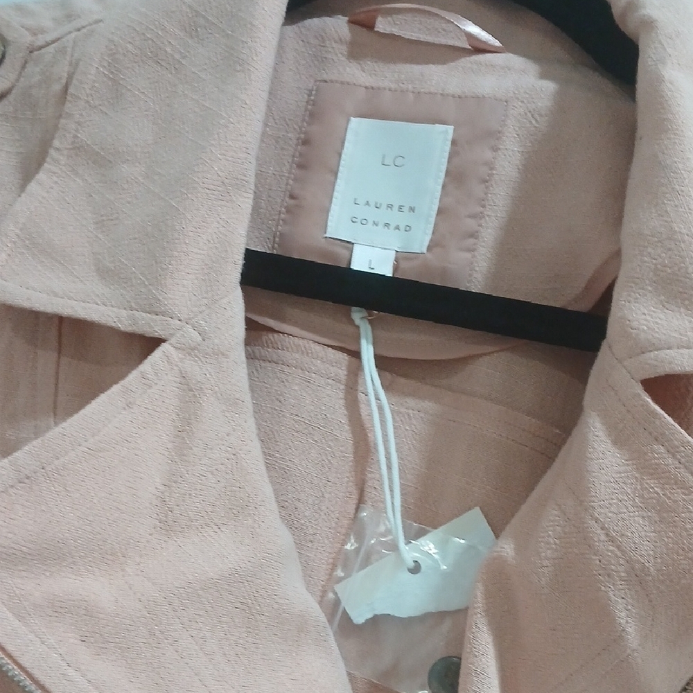 LC Lauren Conrad Blush Pink Trench Coat Sz L new With Tag - Picture 3 of 10